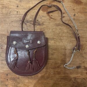 Vintage Italian Leather Tassel Crossbody Bag
